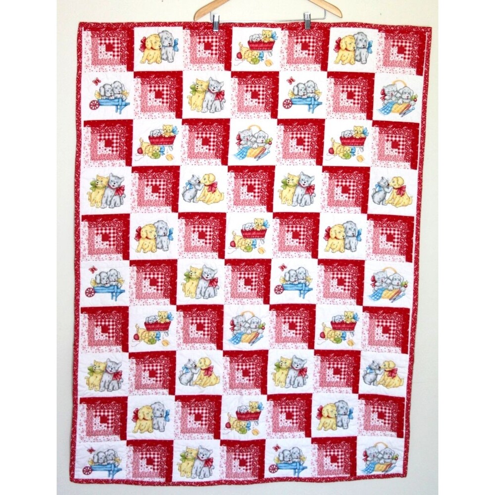 Baby Comforter Blanket Cat Dog Kitty Puppy Animal Theme Nursery Bedding 56"x 42"